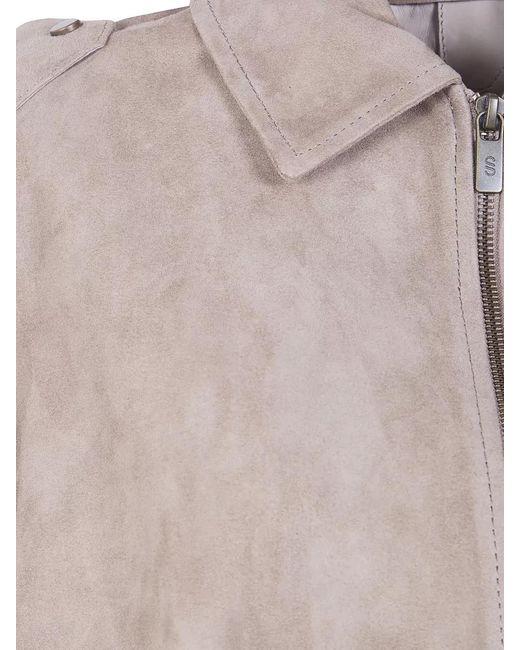 Salvatore Santoro Natural Suede Bomber Jacket Collared Neck Pockets
