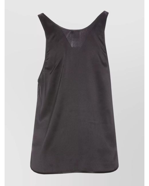 Pinko Black Crewneck Satin Finish Sleeveless Top