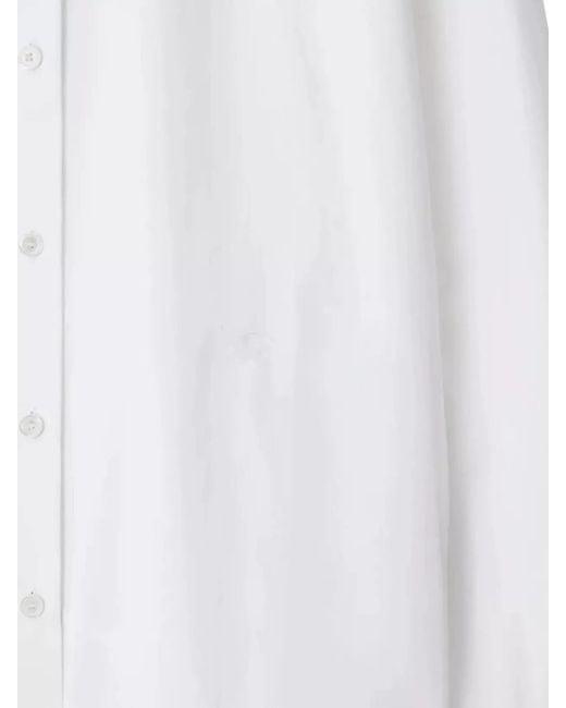 Burberry White Cotton Poplin Shirt With Check Pattern Detail