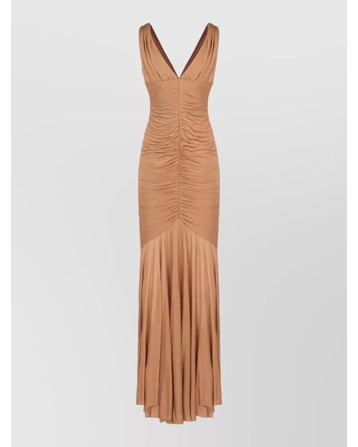 GIUSEPPE DI MORABITO White Draped Maxi Dress V Neck Sleeveless