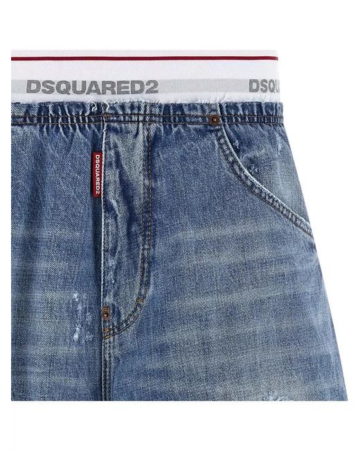 DSquared² Blue Surfer Denim Bermuda Shorts Five Pockets for men