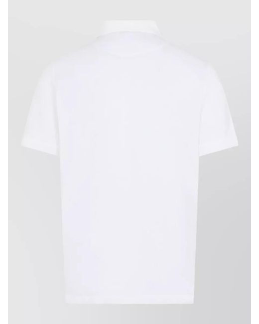 Kiton White Polo Shirt Pointed Collar Short Sleeves for men