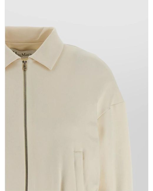 Max Mara Natural Silk-Blend Cropped Zip-Up Jacket