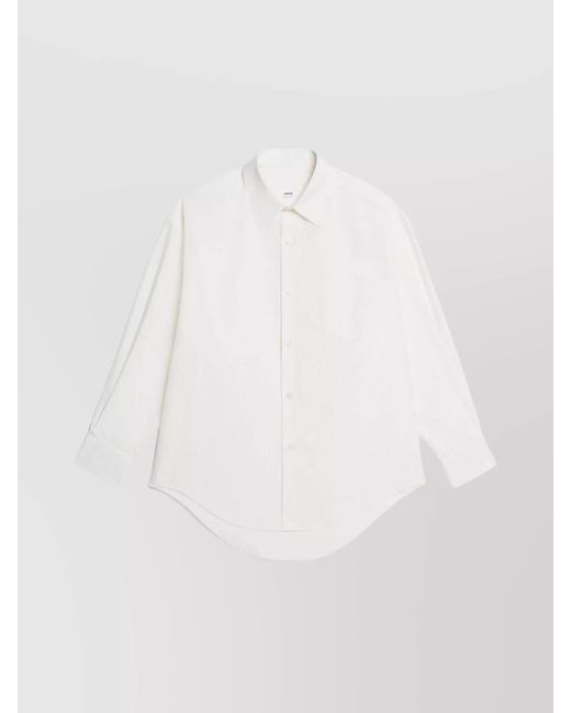 AMI White Cotton Boxy Fit Shirt for men