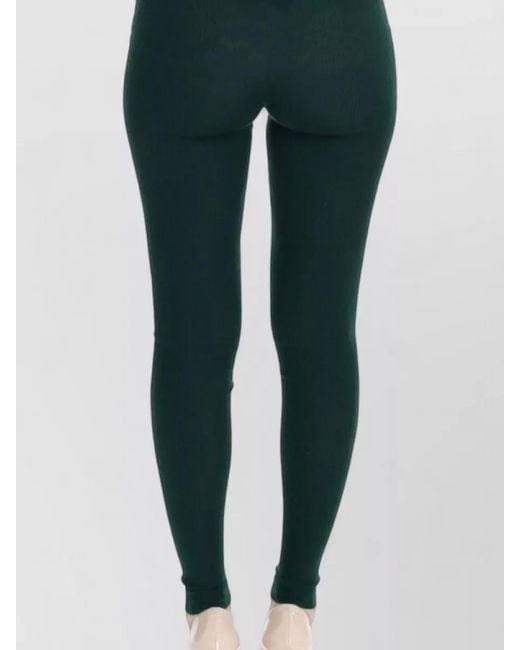 Dolce & Gabbana Green Cashmere Ribbed High-Rise Leggings