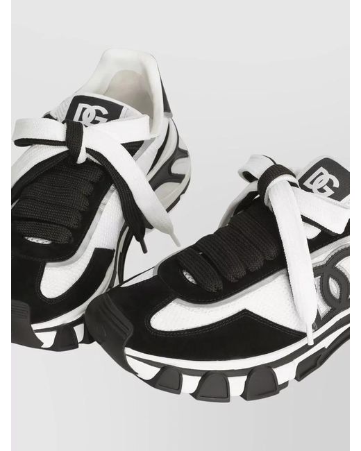 Dolce & Gabbana Metallic Leather And Mesh Low Top Sneakers for men
