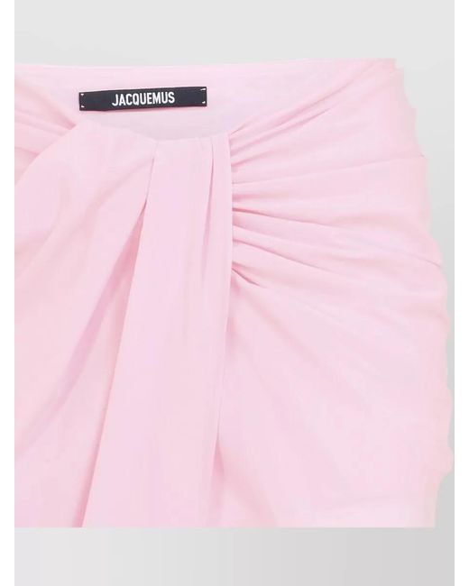 Jacquemus Pink High Waist Draped Asymmetric Ruched Skirt