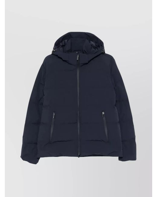 Paul & Shark Blue Down Hooded Quilted Jacket for men