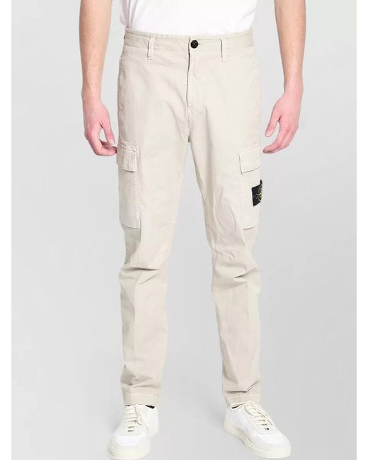 Stone Island Natural Cargo Pants Regular Fit Straight Leg for men