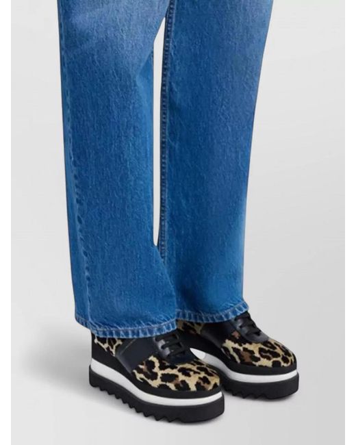 Stella McCartney Black Sneak-Elyse Ocelot Velvet Toothed-Sole Platform Sneakers