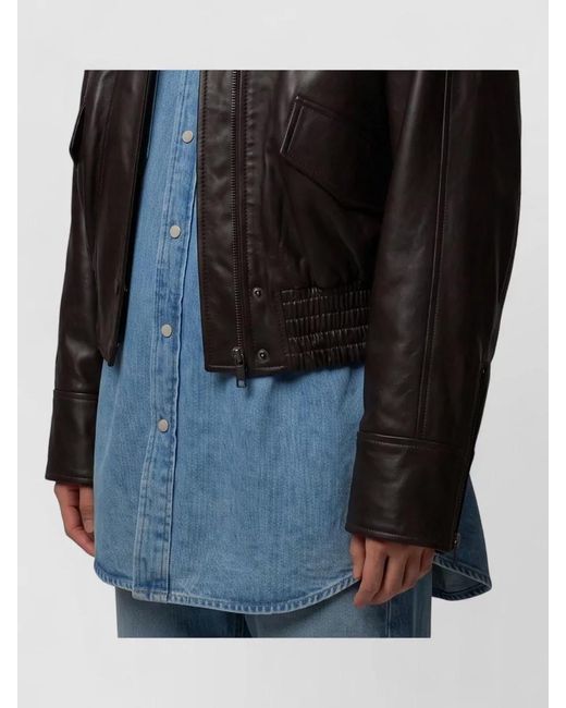 IVY & OAK Black Iolaila Lane Leather Bomber Jacket