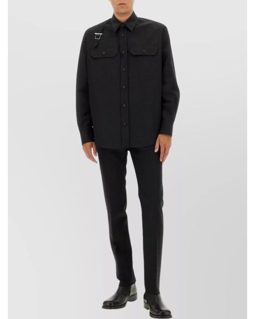 Alexander McQueen Blue Tailored Slim Fit Trousers Pockets for men