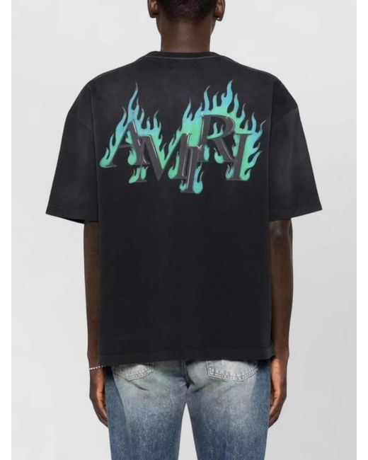 Amiri Black Flames Oversized Graphic Print T-Shirt for men