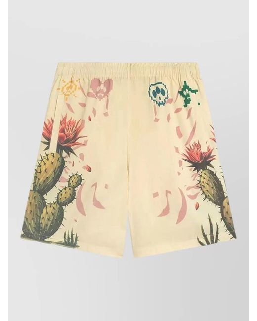 Barrow Natural Cotton Bermuda Shorts Cactus Pattern Pockets for men