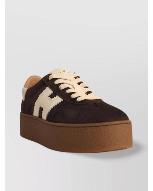 Hogan Brown Suede Platform Sole Sneakers