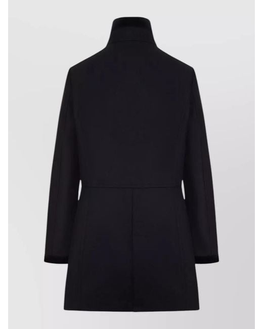 Fay Blue Cashmere Wool High Neck Single Breasted Coat