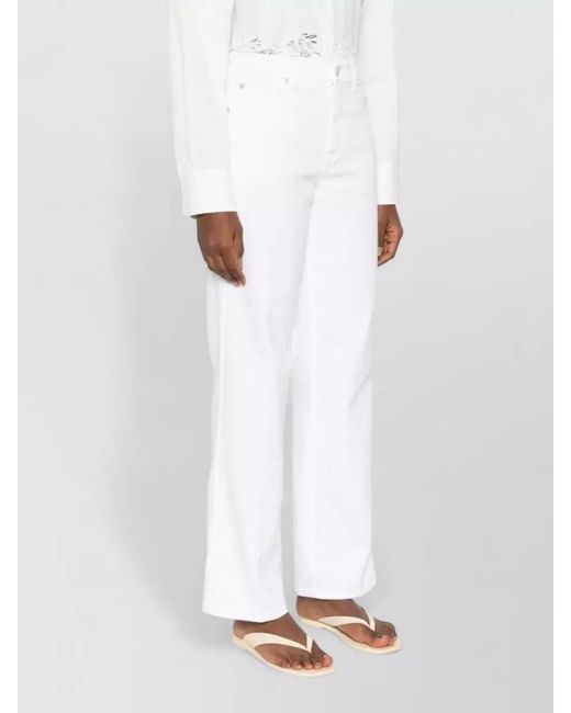 7 For All Mankind White Mid-Rise Straight-Leg Jeans