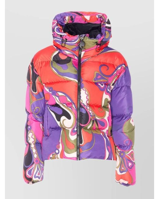 Emilio Pucci Pink Orchidee Print Down Puffer Jacket