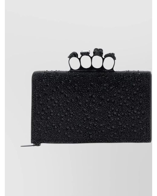 Alexander McQueen Black Decorative Knuckle Clutch Bag