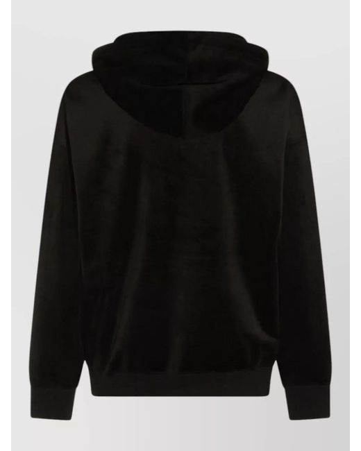 Y-3 Black Logo-Print Velvet Hoodie