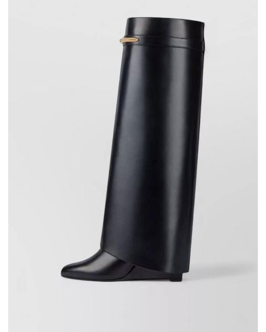 Givenchy Black Heel Boots 95Mm Wedge Knee Length