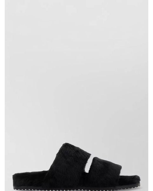 Dolce & Gabbana Black Dg Casual Slippers Open Toe Faux Fur for men