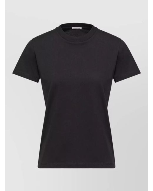 Moncler Black Cotton Ribbed Crewneck Short-Sleeve T-Shirt