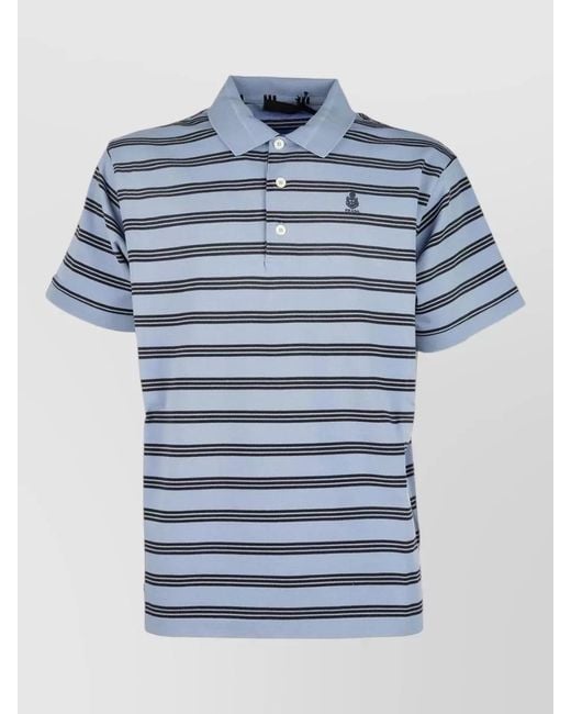 Prada Blue Striped Polo Shirt Short Sleeves Collar for men