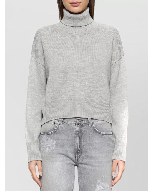 Dondup Gray Turtleneck Knitwear Long Sleeves Ribbed Trims