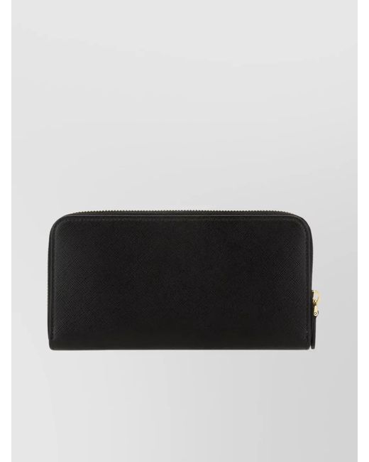 Prada Black Leather Zip-Around Wallet