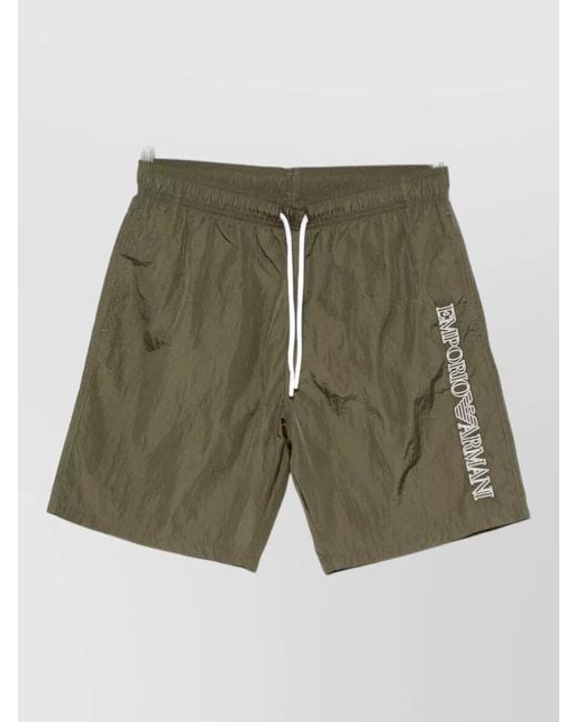 Emporio Armani Green Swim Shorts Side Pockets Tailored Design for men