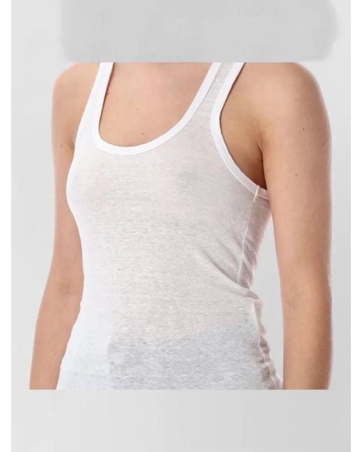 Isabel Marant Blue Linen Relaxed-Fit Sleeveless Tank Top