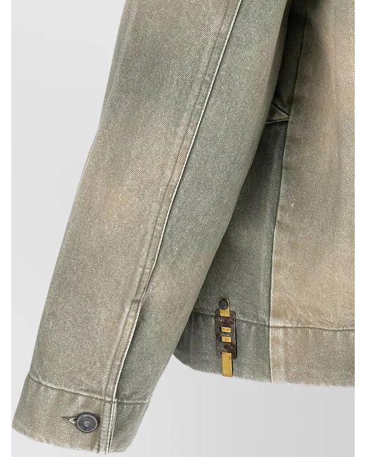 Objects IV Life Gray Denim Jacket Chest Pockets Long Sleeves Collar for men