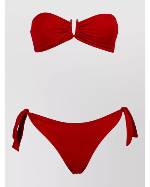 Fisico Red Bikini Bandeau Top Detail Ties