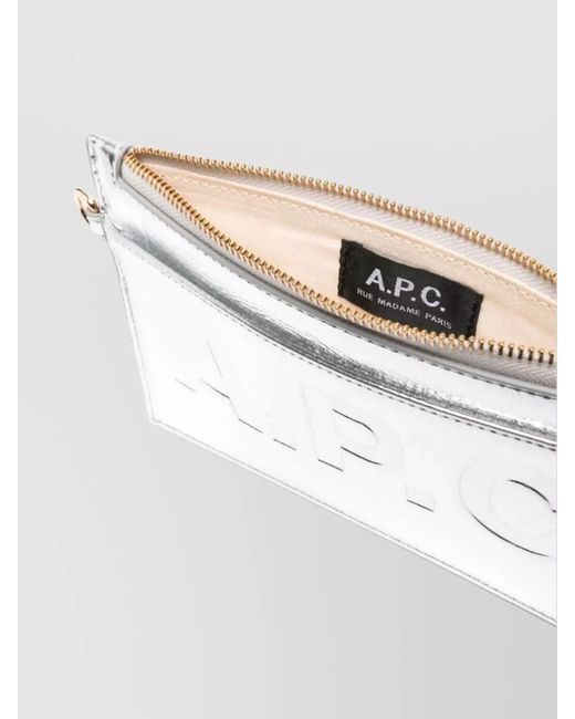 A.P.C. White Shimmering Metallic Clasp With Detachable Strap