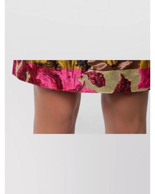 Nina Ricci Yellow Jacquard Panelled Floral-Print Knee-Length Skirt