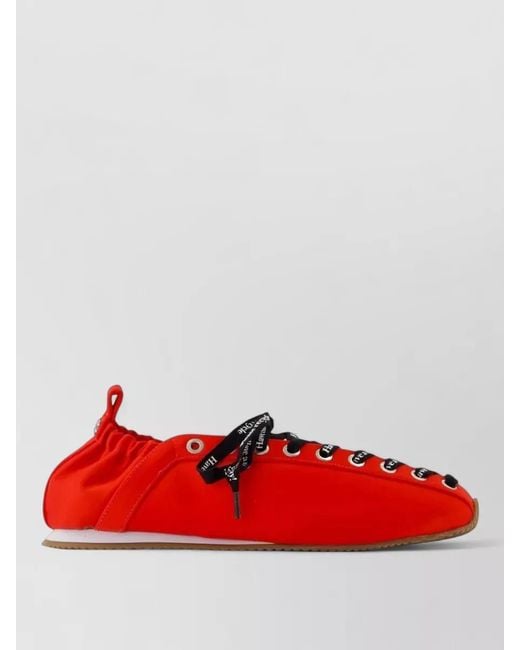 Ganni Red Lace Up Sporty Ballerinas Synthetic