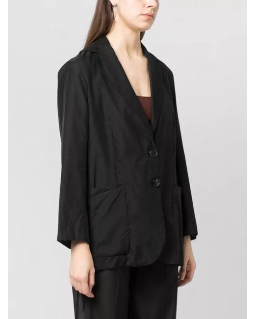 Erika Cavallini Semi Couture Black Silk Blend Oversized Single Breasted Jacket
