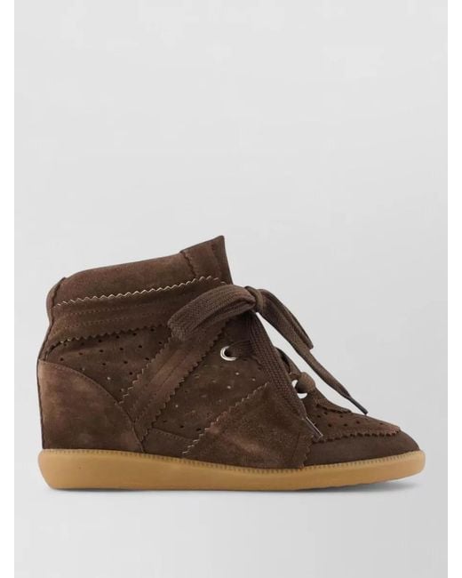 Isabel Marant Brown Leather Wedge Lace-Up Sneakers