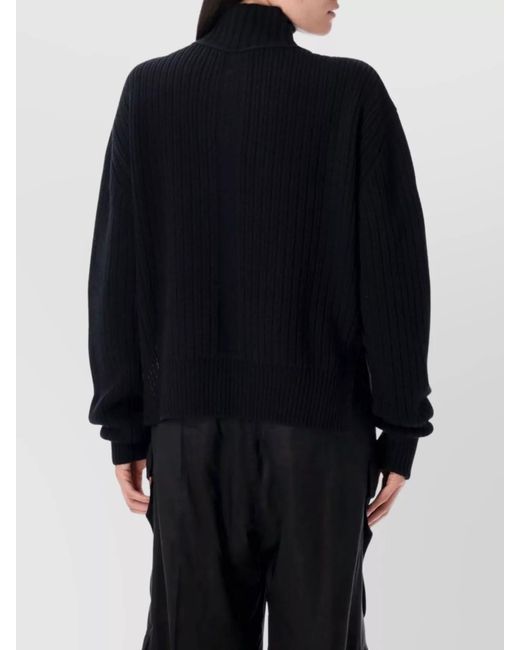 Rick Owens Blue Virgin Wool Ribbed Turtleneck Jumper