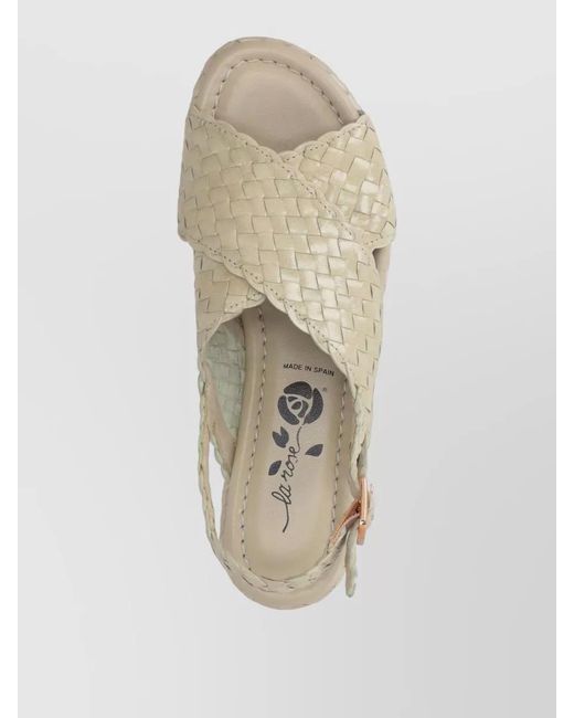 LA ROSE Natural Forli Platform Slides Woven Slingback Design