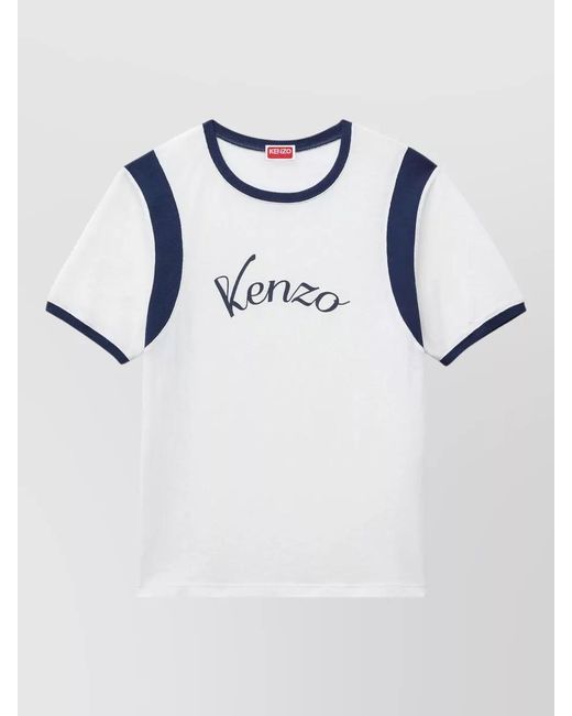 KENZO Multicolor Logo T Shirt Contrast Sleeves Crew Neck for men