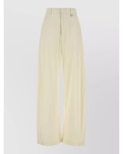GIUSEPPE DI MORABITO White Wool Palazzo Trousers Wide Leg Belt Loops