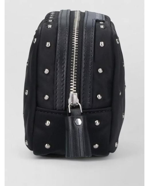 Anya Hindmarch Black Quilted Clutch Bag Studded Tassel Detail