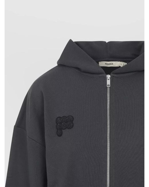 PANGAIA Blue Cotton Cropped Oversized Zip Up Hoodie