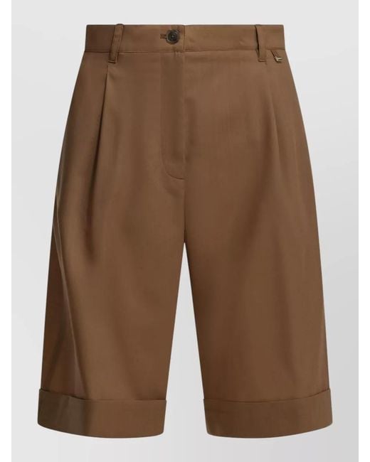 Herno Brown Wool Shorts Pleated Front Belt Loops