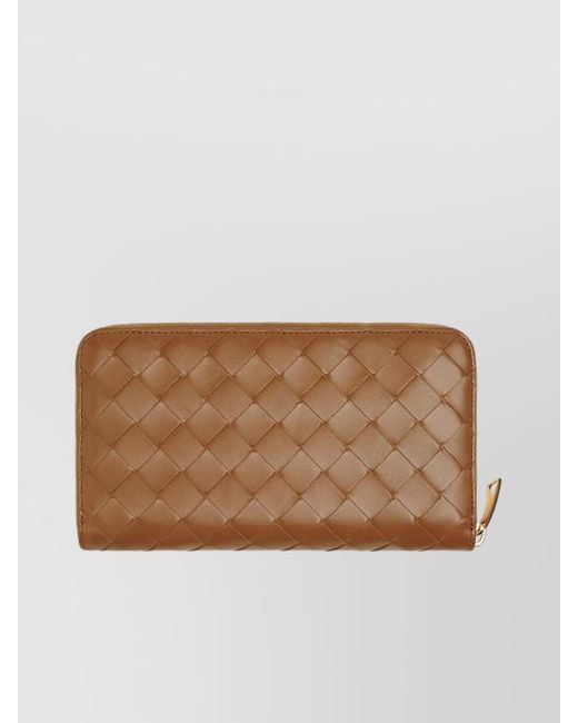 Bottega Veneta Natural Intrecciato Leather Zip Wallet