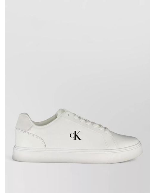Calvin Klein White Leather Lace-Up Sneakers for men
