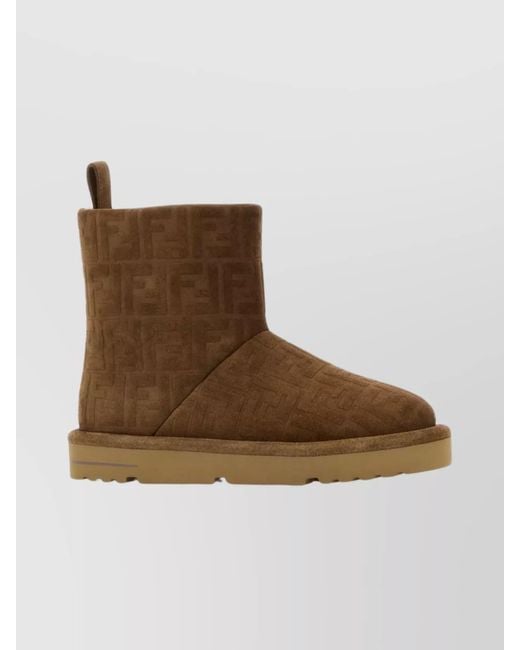 Fendi Brown Suede Leather Ankle Boots for men