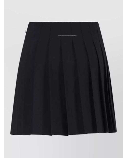 MM6 by Maison Margiela Black High Waisted Midi Skirt Pleated Mini